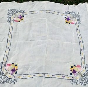 Hand Embroidery Vintage Tablecloth